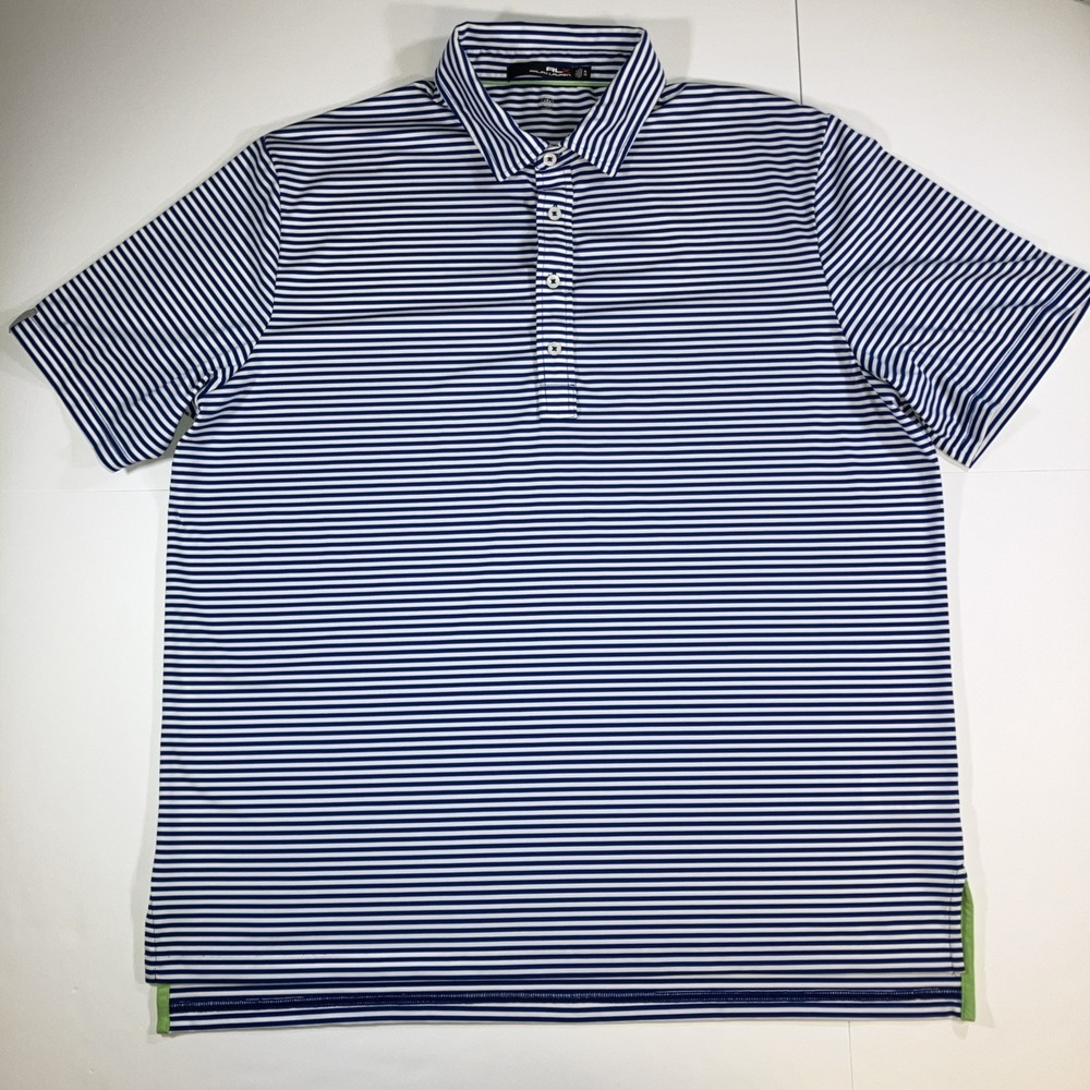 [Lot of 2] RLX Ralph Lauren Golf Polo Shirts Mens XL Blue Striped Performance - Picture 8 of 16